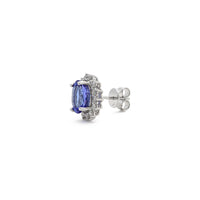 Oval Tanzanite Diamond Halo Stud Earrings (14K) - side - Popular Jewelry - New York