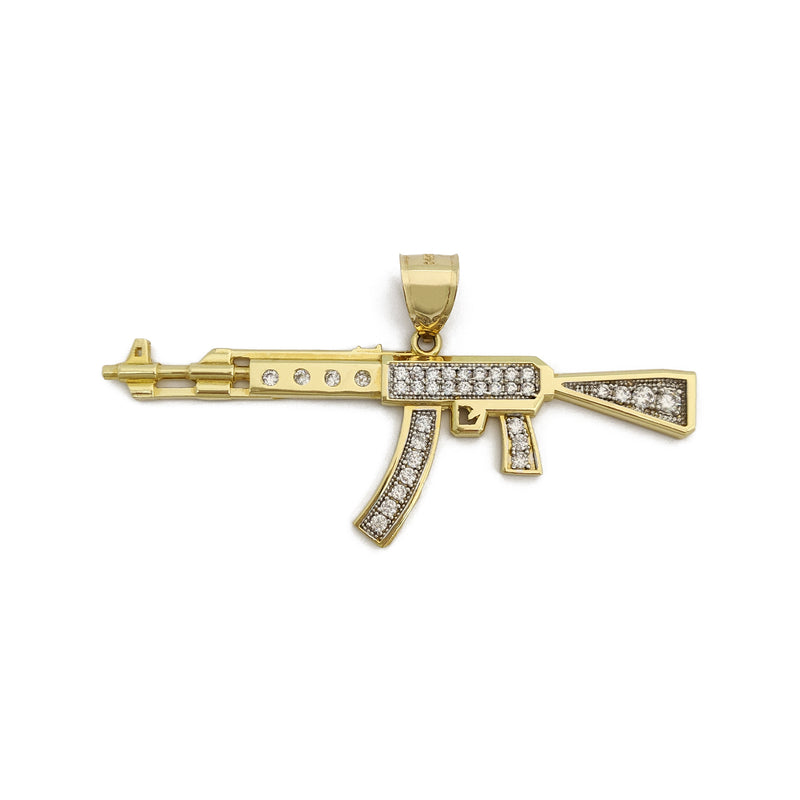 AK-47 CZ Pendant Large (14K) front - Popular Jewelry - New York
