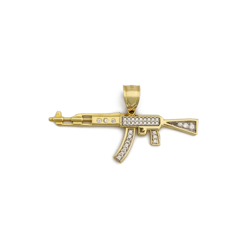 AK-47 CZ Pendant Medium (14K) front - Popular Jewelry - New York