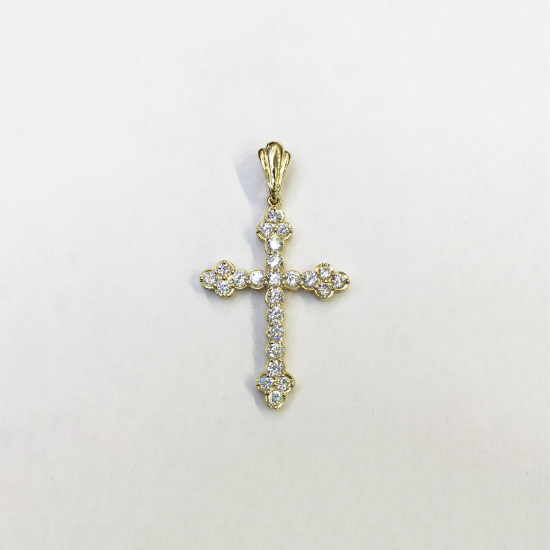 Cross of Lazarus CZ Pendant (14K) front - Popular Jewelry - New York