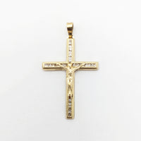 Crucifix CZ锯状大吊坠（14K）正面- Popular Jewelry  - 纽约