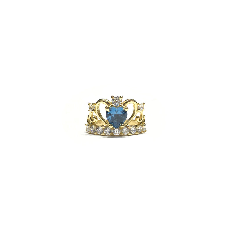 December Birthstone Heart Crown CZ Ring (14K) front - Popular Jewelry - New York