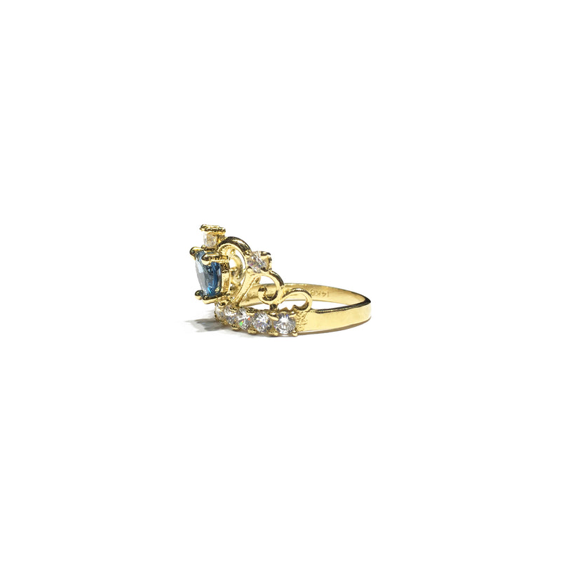December Birthstone Heart Crown CZ Ring (14K) side - Popular Jewelry - New York
