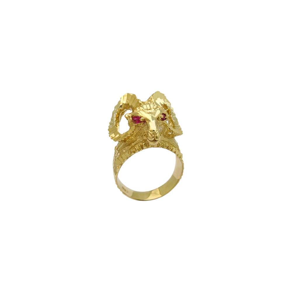 Diamond-Cut Ram Head Ring (14K) front - Popular Jewelry - New York