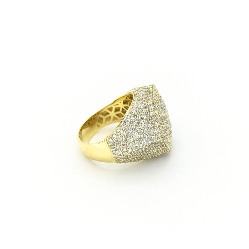 Diamond Iced Hexagon Ring (14K) side - Popular Jewelry - New York