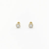 Diamond Round Square Halo Stud Earrings (14K) front - Popular Jewelry - New York