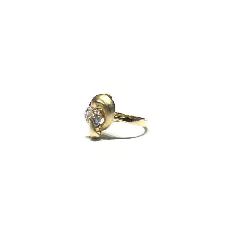 Dolphin CZ Motion Ring (14K) side - Popular Jewelry - New York