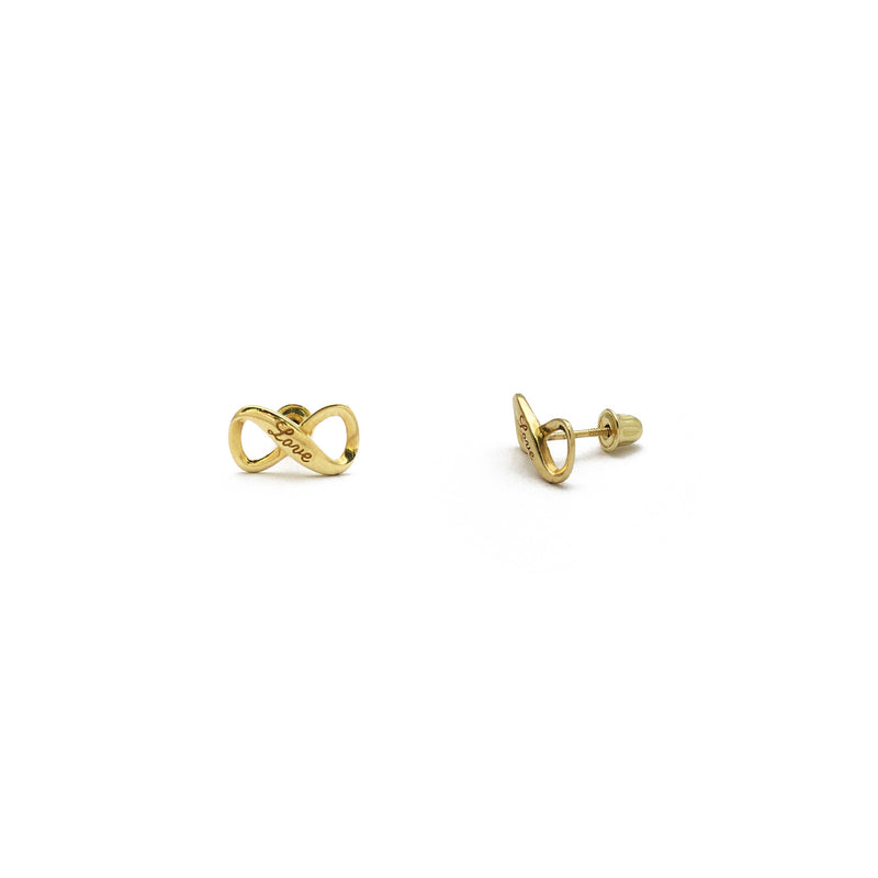 Engraved Love Infinity Stud Earrings (14K) Main - Popular Jewelry - New York