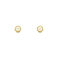 交織珍珠耳釘（14K）正面- Popular Jewelry - 紐約