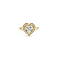 Halo Heart Split Shank Ring (14K) front - Popular Jewelry - New York