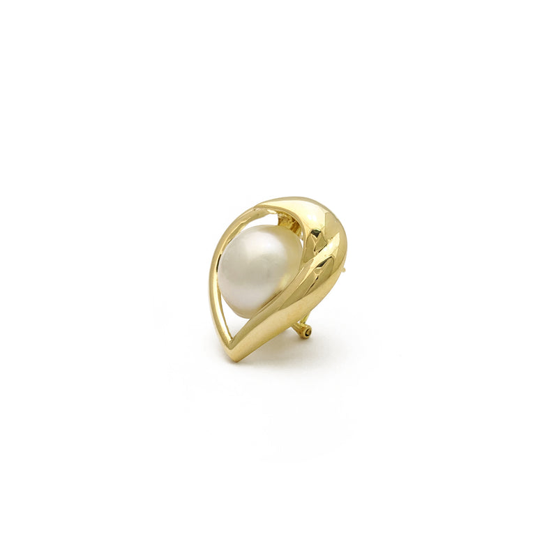 Heart Outlined Pearl Earrings (14K) side - Popular Jewelry - New York