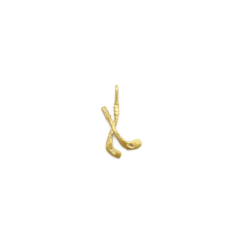Hockey Sticks Pendant (14K) front - Popular Jewelry - New York