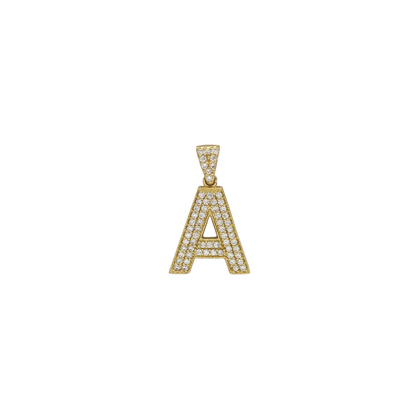 Iced-Out Initial Letters A Pendants (14K) front - Popular Jewelry - New York