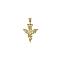 Iced-Out Crowned Baby Angel Pendant Small (14K) - front - Popular Jewelry - New York