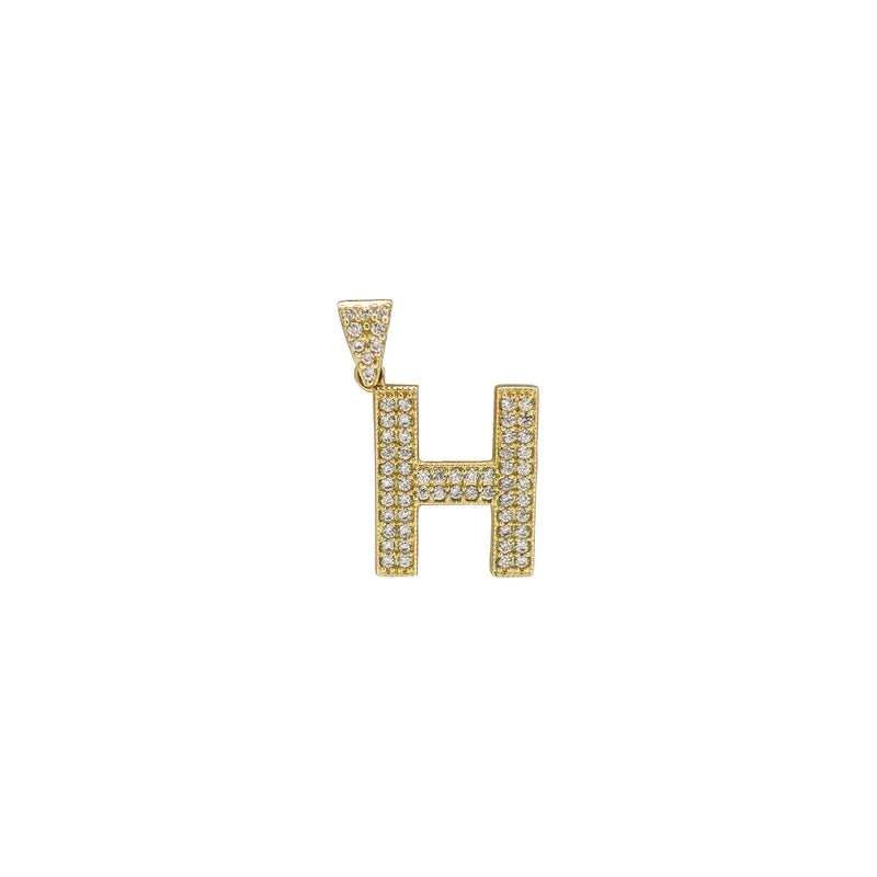 Iced-Out Initial Letters H Pendants (14K) front - Popular Jewelry - New York