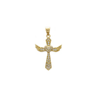Icy Heart Winged Cross Pendant (14K) front - Popular Jewelry - New York