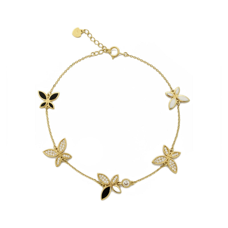 Icy Monochrome Butterfly Bracelet (14K) front - Popular Jewelry - New York