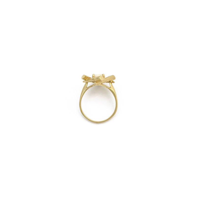 Light Opal Rhombus Framed Ring (14K) setting - Popular Jewelry - New York