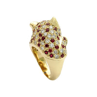 Magnificent Panther Diamond and Ruby Ring (14K) back - Popular Jewelry - New York
