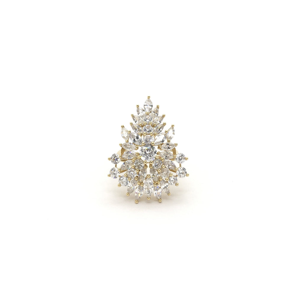 Marquise Cluster CZ Cocktail Ring (14K) front - Popular Jewelry - New York