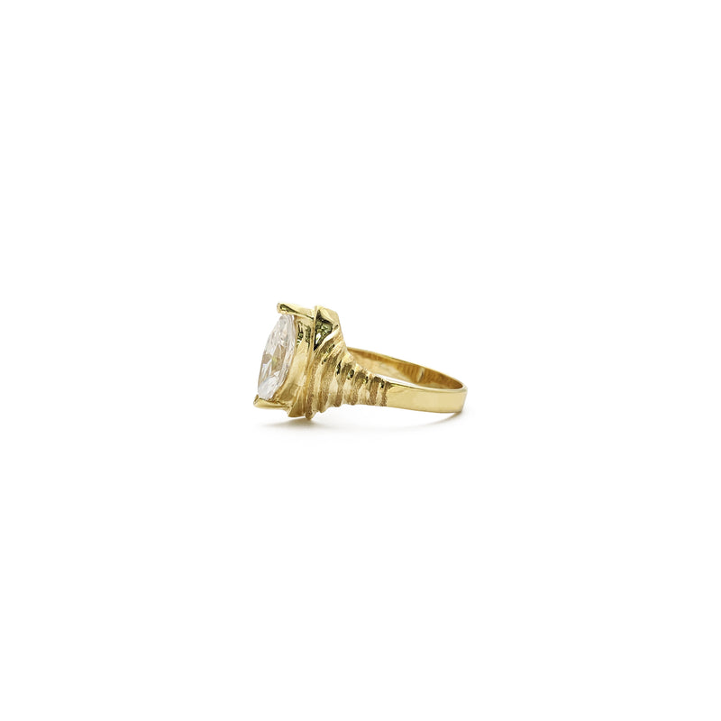 Marquise Ribbed Accent Ring (14K) side - Popular Jewelry - New York