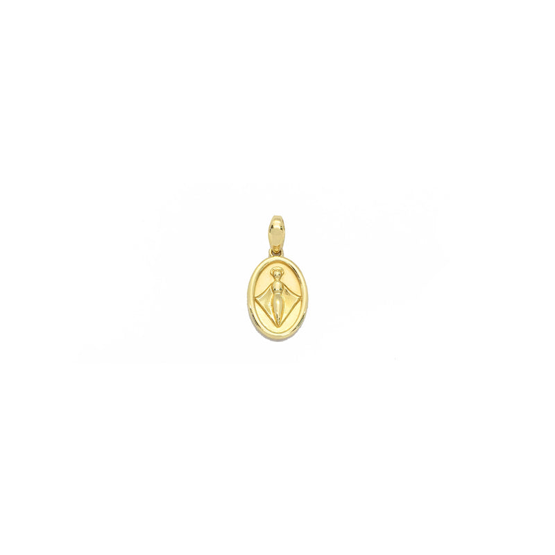 Miraculous Silhouette Oval Medal Pendant (14K) front - Popular Jewelry - New York