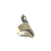 Multi-Color Peacock CZ Ring (14K) side - Popular Jewelry - New York