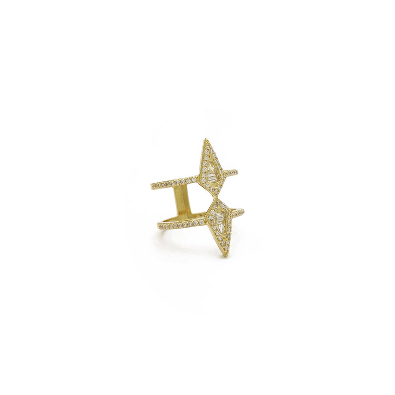 Opposed Kites Double Ring (14K) side - Popular Jewelry - New York