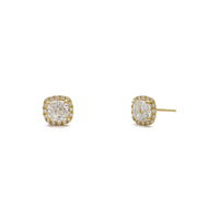 [Push-Back] Radiant-Cut Cushion Halo Stud Earrings (14K) Popular Jewelry New York