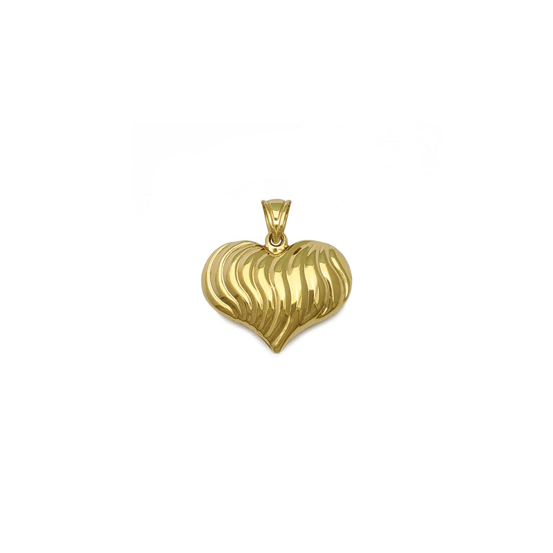 Ribbed Heart Pendant (14K) front - Popular Jewelry - New York