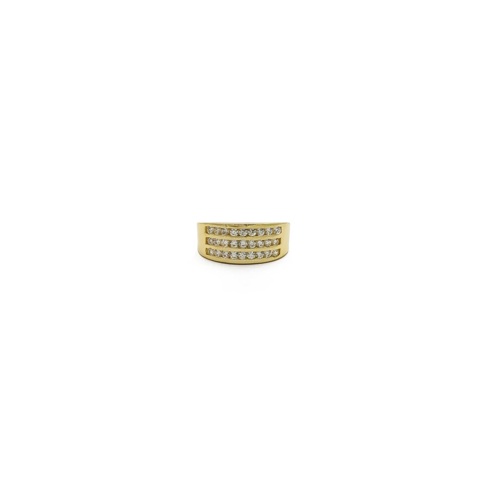 Three-Row Channel Ring (14K) front - Popular Jewelry - New York
