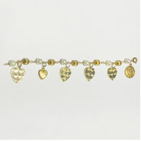 Vintage Heart Locket Charm Pearl Bracelet (14K) front - Popular Jewelry - New York