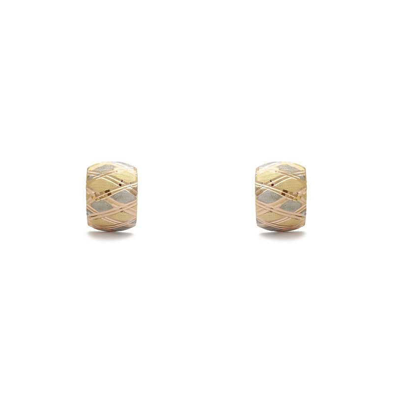 Crossed Pattern Tri-Color Huggie Earrings (14K) – Popular J