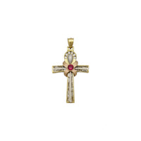 Embellished Ankh Tri-Colored Pendant (14K) front - Popular Jewelry - New York