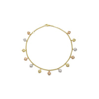 Heart Charm Tri-Color Anklet (14K)  front - Popular Jewelry - New York