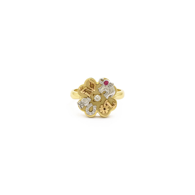 Lucky Charms Clover Ring (14K) front - Popular Jewelry - New York