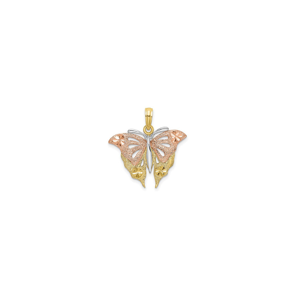 Resting Butterfly Tri-Color Pendant (14K) front - Popular Jewelry - New York