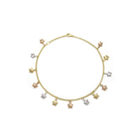 Star Charm Tri-Color Anklet (14K) front - Popular Jewelry - New York