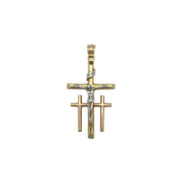 Três cruzes no pingente do Calvário (14K) na frente - Popular Jewelry - New York