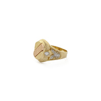 Trīskrāsu diagonāls karaliskās zīmoga gredzens (14K) sānos — Popular Jewelry - Ņujorka