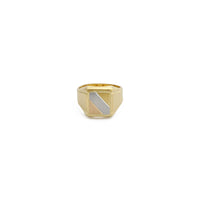 Tri-Color Diagonal Signet Ring (14K) front - Popular Jewelry - New York