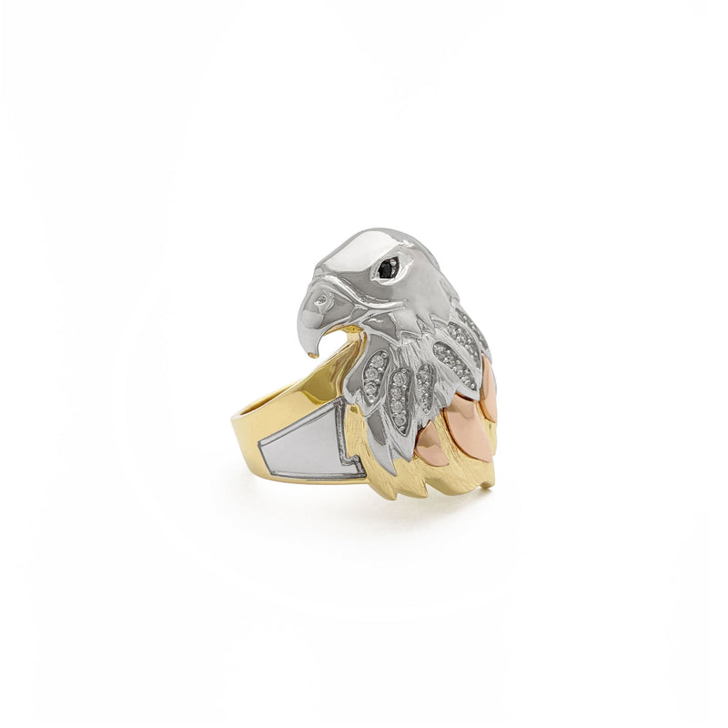 Tri-Tone American Eagle Ring (14K) side - Popular Jewelry - New York