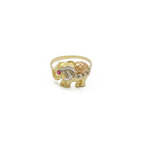 Трехцветное кольцо в виде слона (14K) спереди - Popular Jewelry - Нью-Йорк