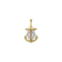 Tri-Tone Mariner's Crucifix Anchor Pendant (14K) front - Popular Jewelry - New York