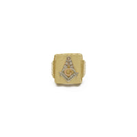 Три-тон масонски плоштад и прстен за компас (14K) напред - Popular Jewelry - Њујорк