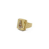 Carré maçonnique tricolore et anneau de boussole (14K) côté 1 - Popular Jewelry - New York