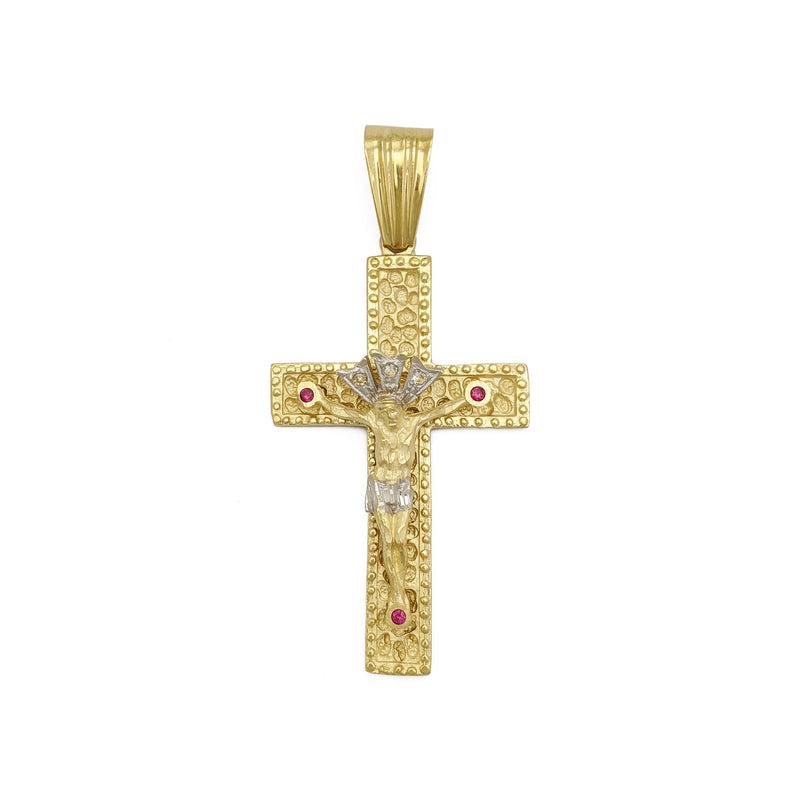 Crucifixion Two-Toned Pendant (14K) front - Popular Jewelry - New York