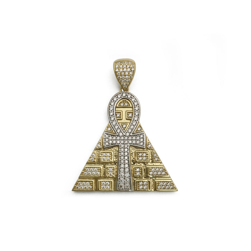 Icy Ankh Pyramid Pendant (14K) front - Popular Jewelry - New York