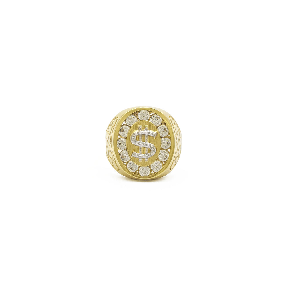 Icy Dollar Sign Signet Ring (14K)