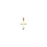 Fațetă cu două tonuri (14K) pandantiv cruce pasiune incizată - Popular Jewelry - New York